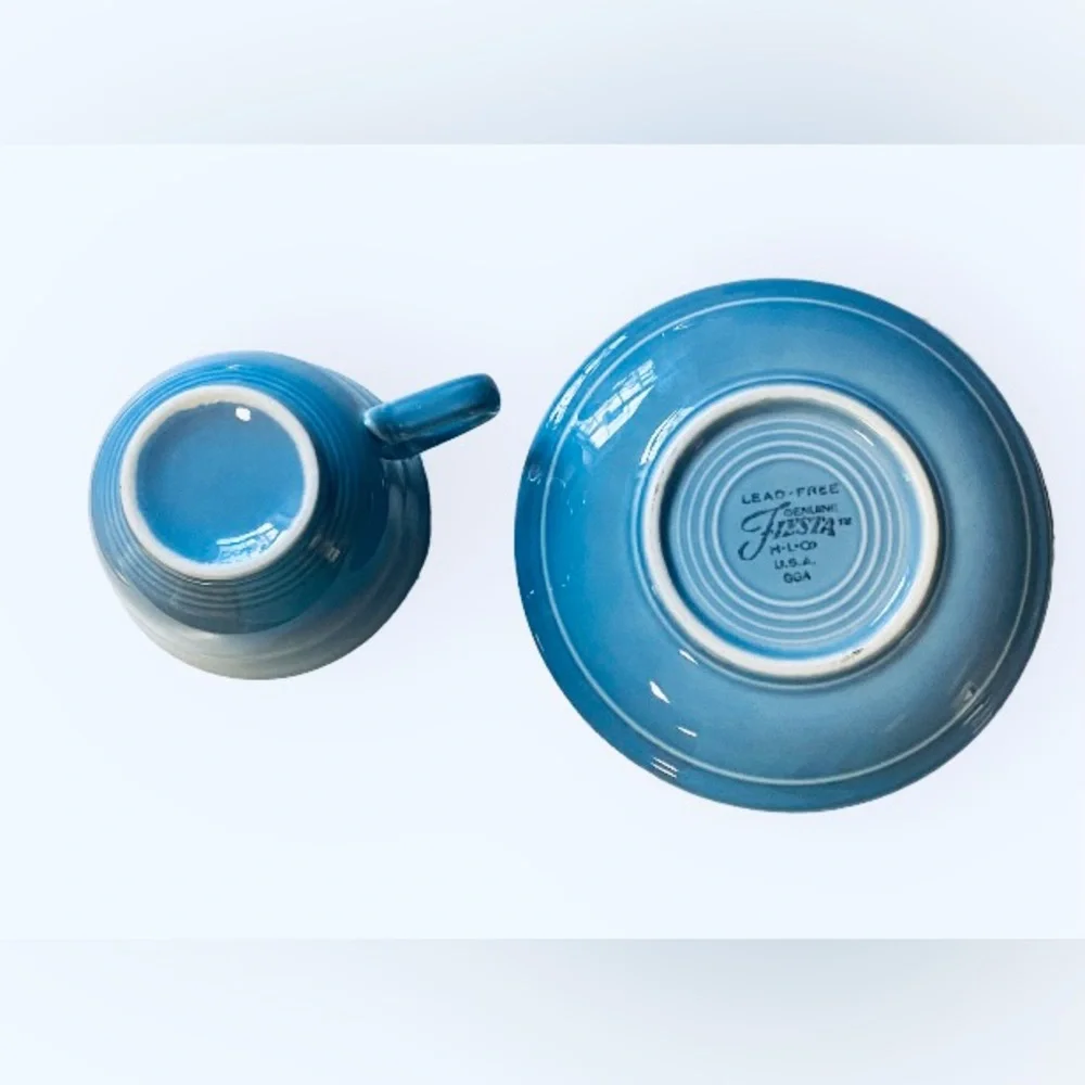 Fiestaware Periwinkle Blue Coffee Tea Cup Mug Saucer Plate Fiesta HLC USA